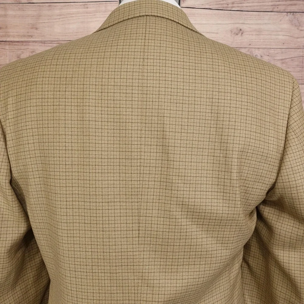Nautica Blazer Mens 38R Beige Check Lambswool Tweed Sport Coat Jacket Notch